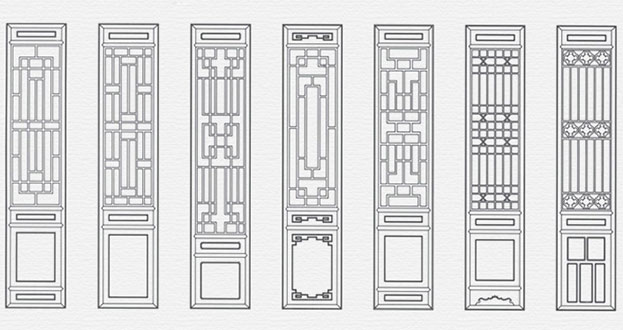 排湖风景区常用中式仿古花窗图案隔断设计图